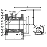 Кран шаровой полнопроходной фланцевый, серии TL33-PTFE, Tafline (Тафлайн), DN15 PN16, чугунный с рукояткой Тафлайн