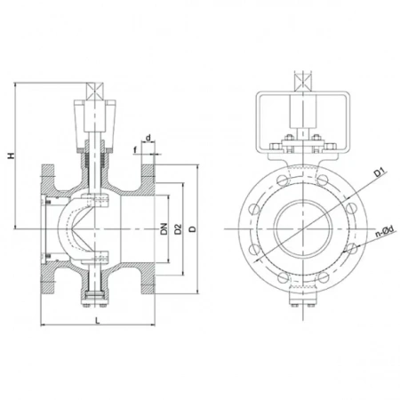 Кран эксцентриковый полусферический-TL34-F-TAFLINE, DN250 PN16, фланцевый